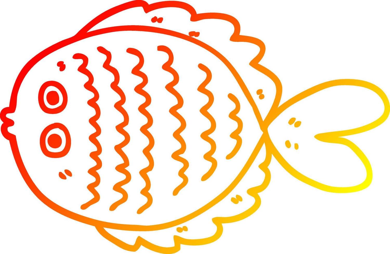varm gradient linjeteckning tecknad platt fisk vektor