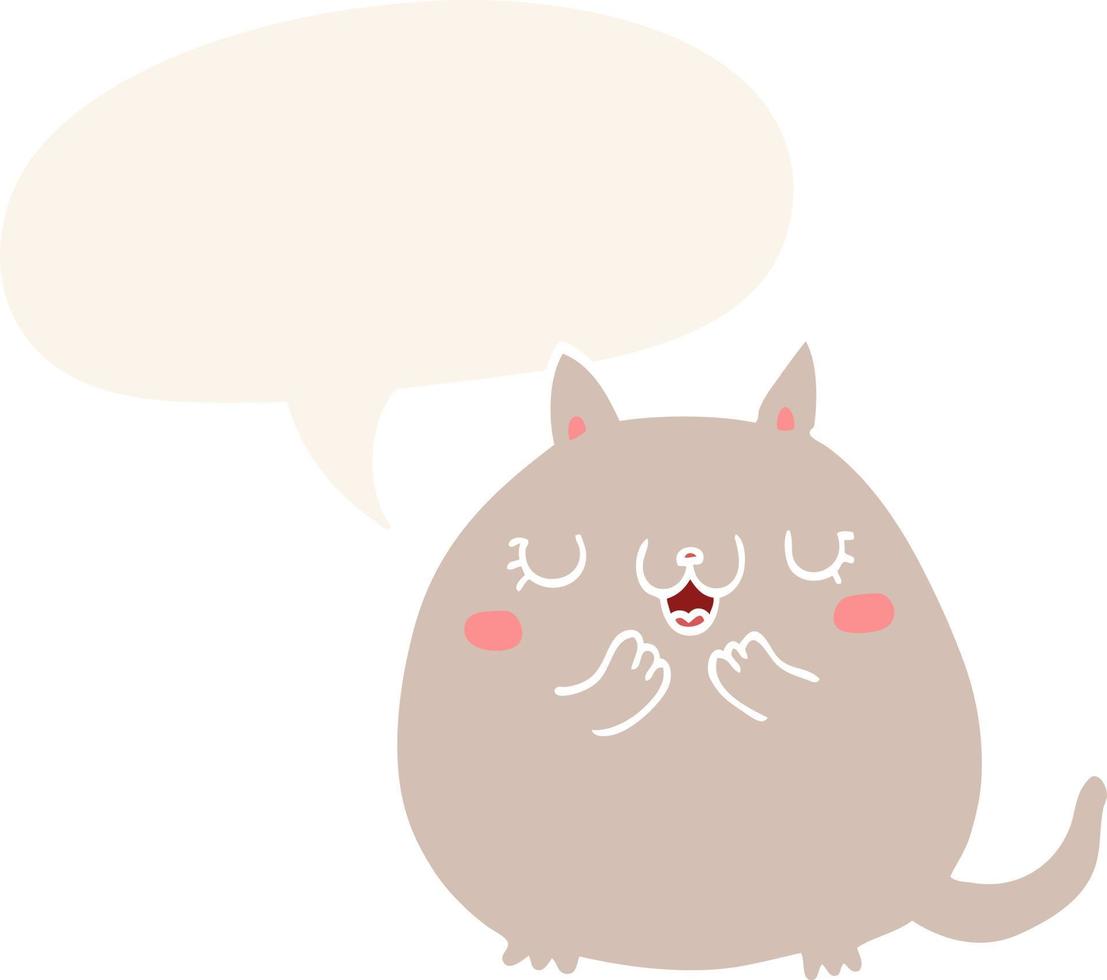 Cartoon süße Katze und Sprechblase im Retro-Stil vektor