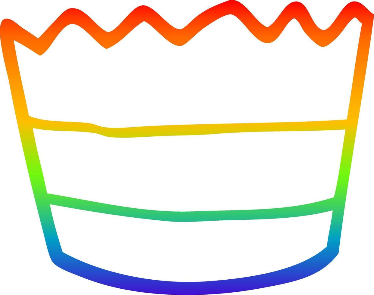 Regenbogen-Gradientenlinie Zeichnung Cartoon-Muffin-Topf vektor