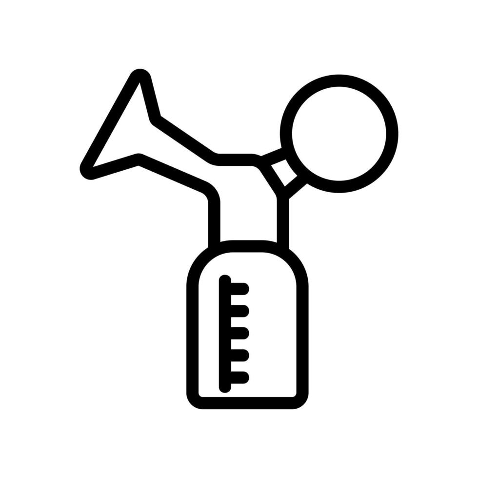 gummi kolv bröstpump med mätning flaska ikon vektor kontur illustration