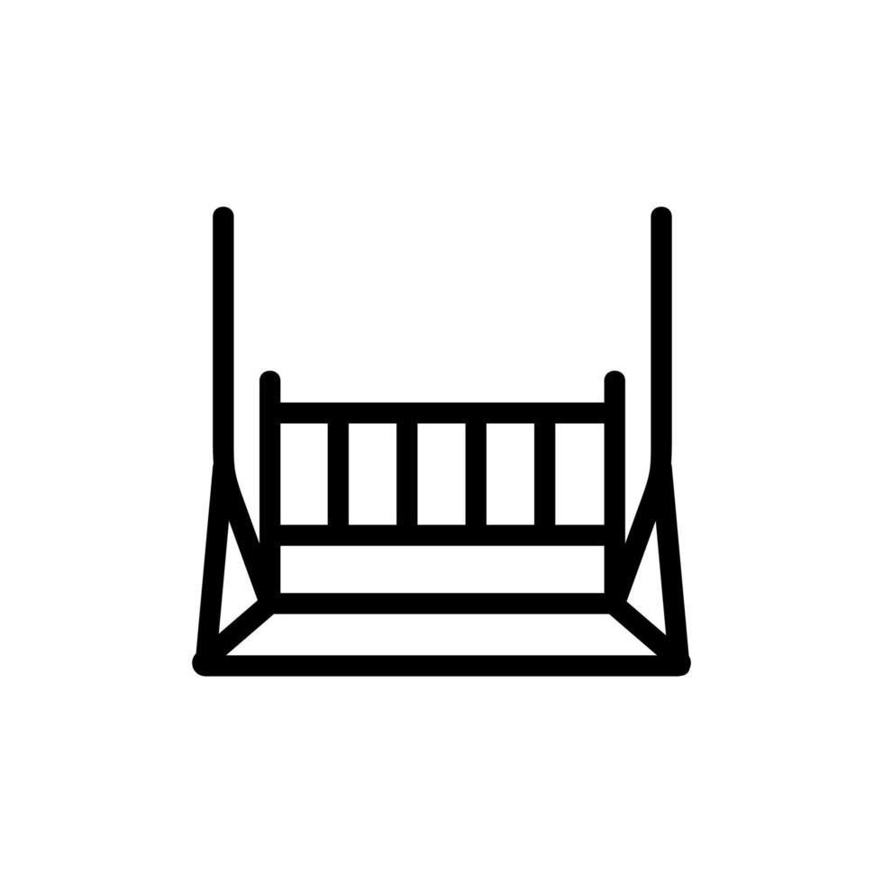 hängende Holzschaukel Symbol Vektor Umriss Illustration