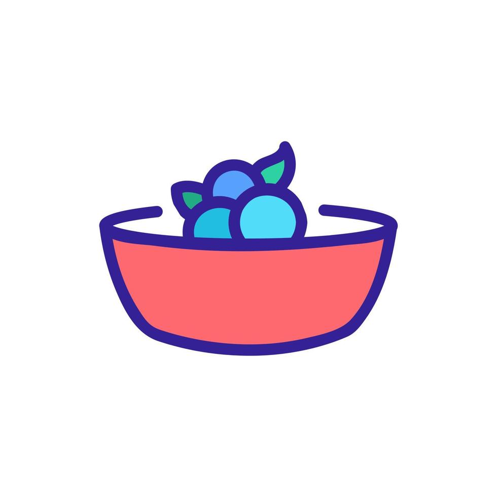 blåbär i en skål ikon vektor kontur illustration