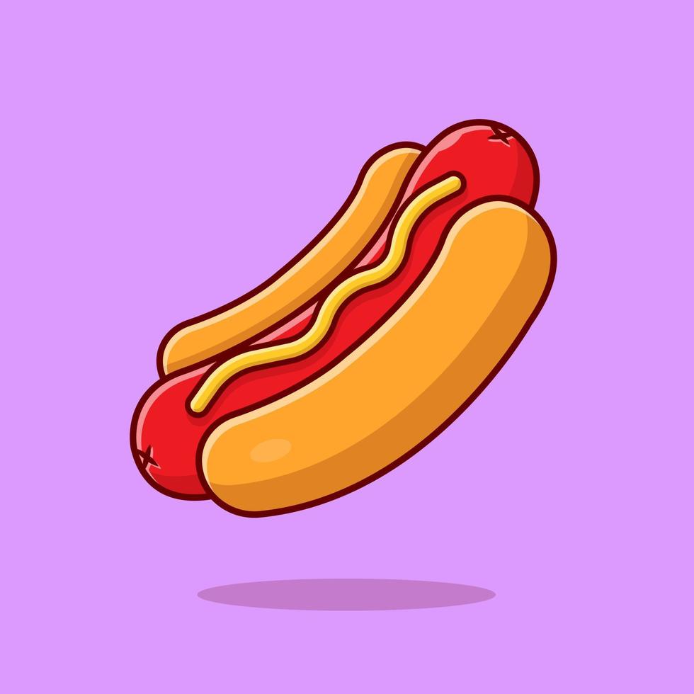 Hotdog-Cartoon-Vektor-Symbol-Illustration. Lebensmittel-Objekt-Icon-Konzept isolierter Premium-Vektor. flacher Cartoon-Stil vektor