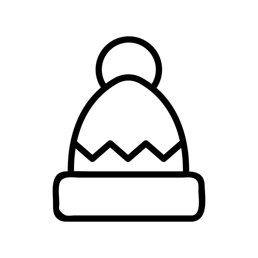 hatt med pompom och mönster ikon vektor kontur illustration