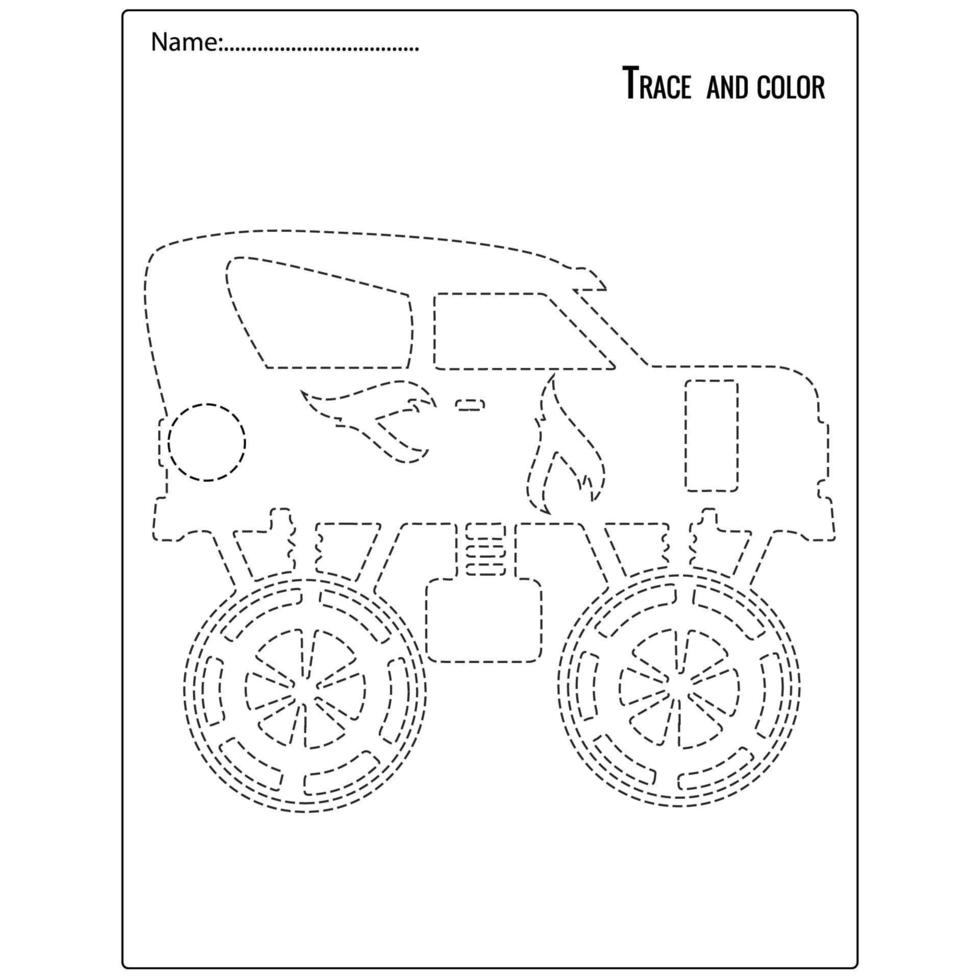 spår och färg för barn, monstertruck . lämplig för barnutbildning vektor