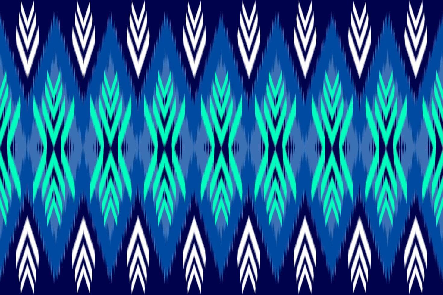 ikat blå konst. etniska sömlösa mönster. traditionell tribal stil. aztekiskt hantverk. design för bakgrund, illustration, textur, tyg, batik, kläder, inslagning, tapeter, matta, broderi vektor