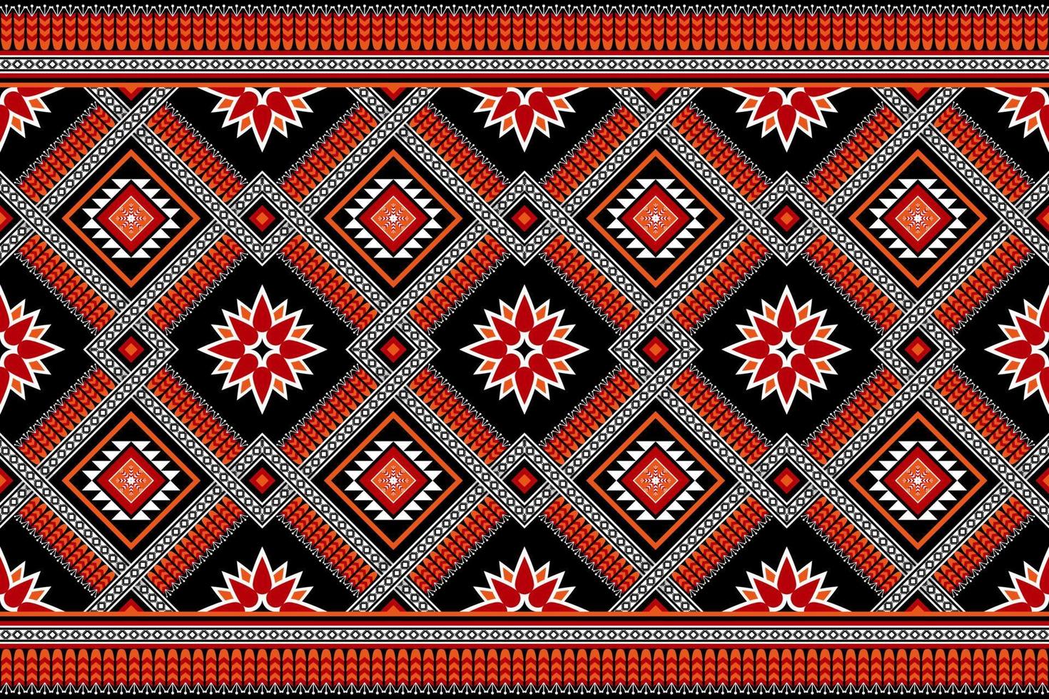 geometriska etniska sömlösa mönster traditionella. färgglad blomdekoration. dekorera bården. design för bakgrund, matta, tapeter, kläder, inslagning, batik, tyg, vektor, illustration, broderi. vektor