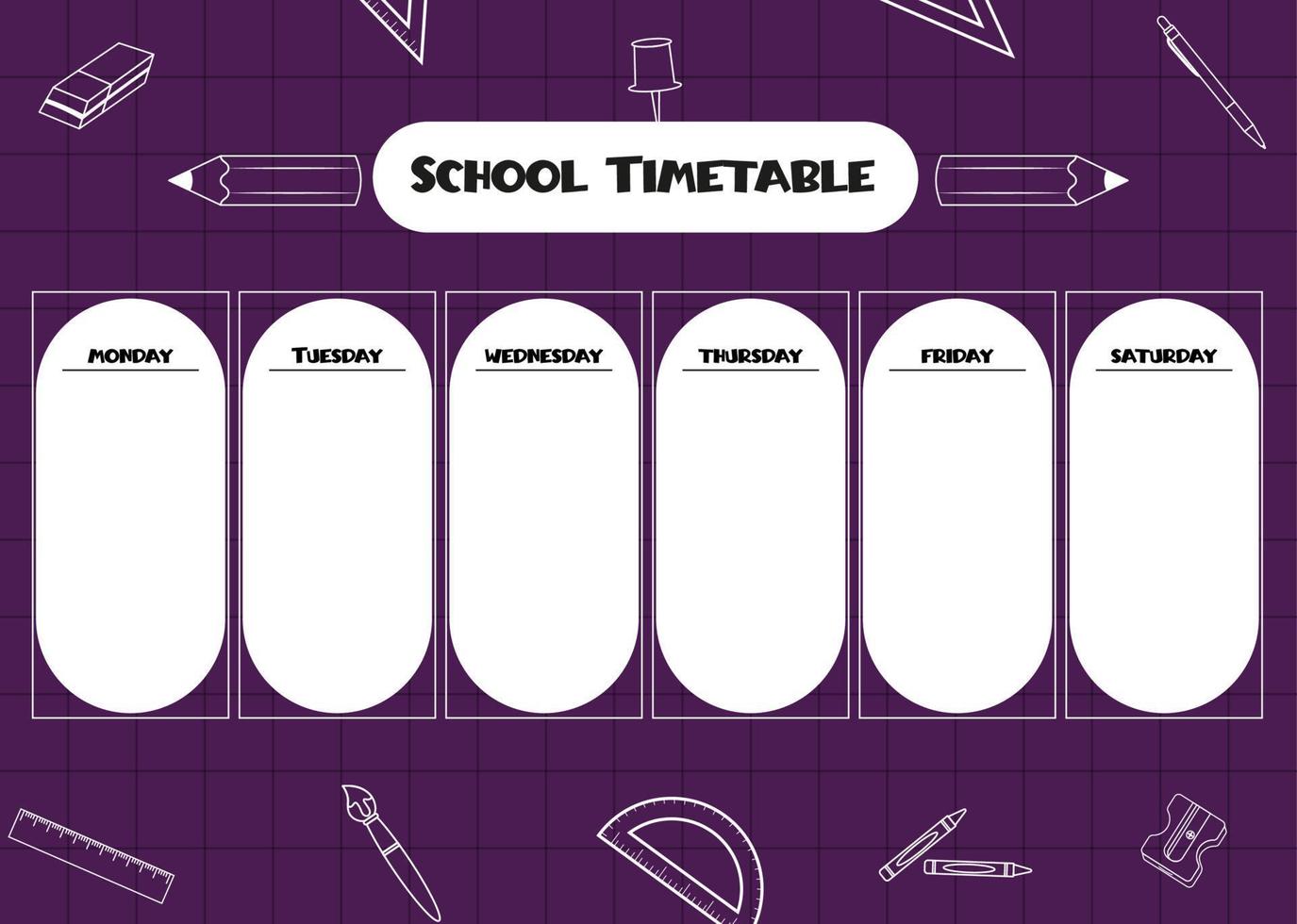 Stundenplan. Kinder planen Zeitplan. süßer lila Hintergrund. Vektor-Hintergrund. Bildungshintergrund. Vektorzeichnung. Wochenplaner für Kinder vektor