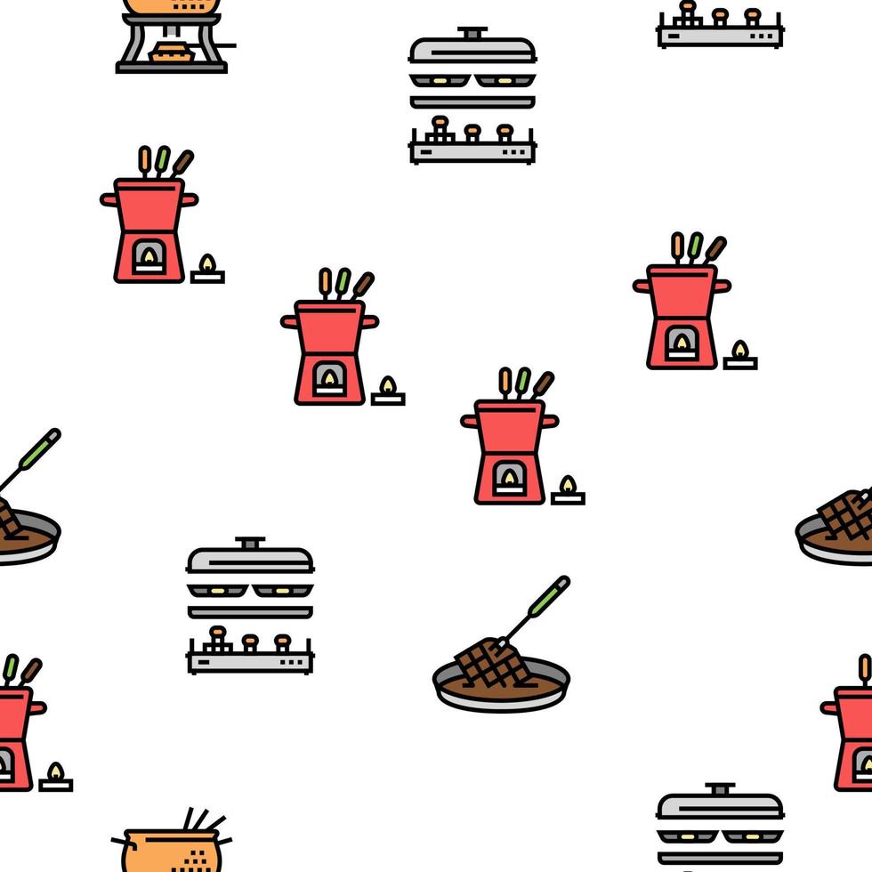 fondue matlagning läcker måltid vektor seamless mönster