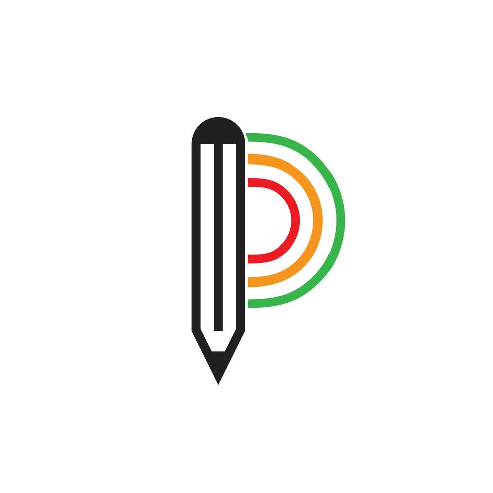 bokstaven p färgglada penna kreativ symbol vektor
