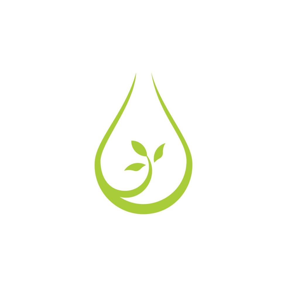 frisches Blatt Wassertropfen einfaches geometrisches Design natürliches Symbol Logo Vektor