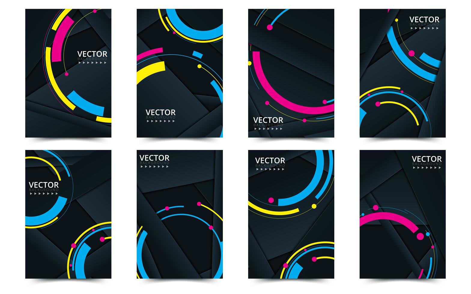 uppsättning av svart och neon omslag mall för broschyrer vektor