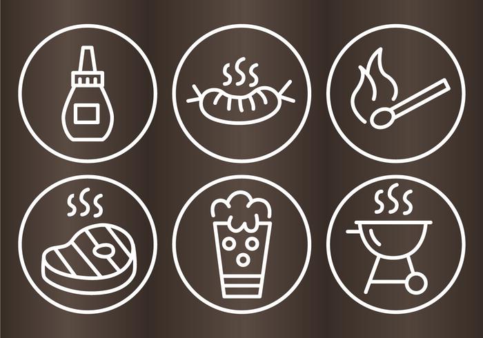 Bbq grill skizze icons vektor