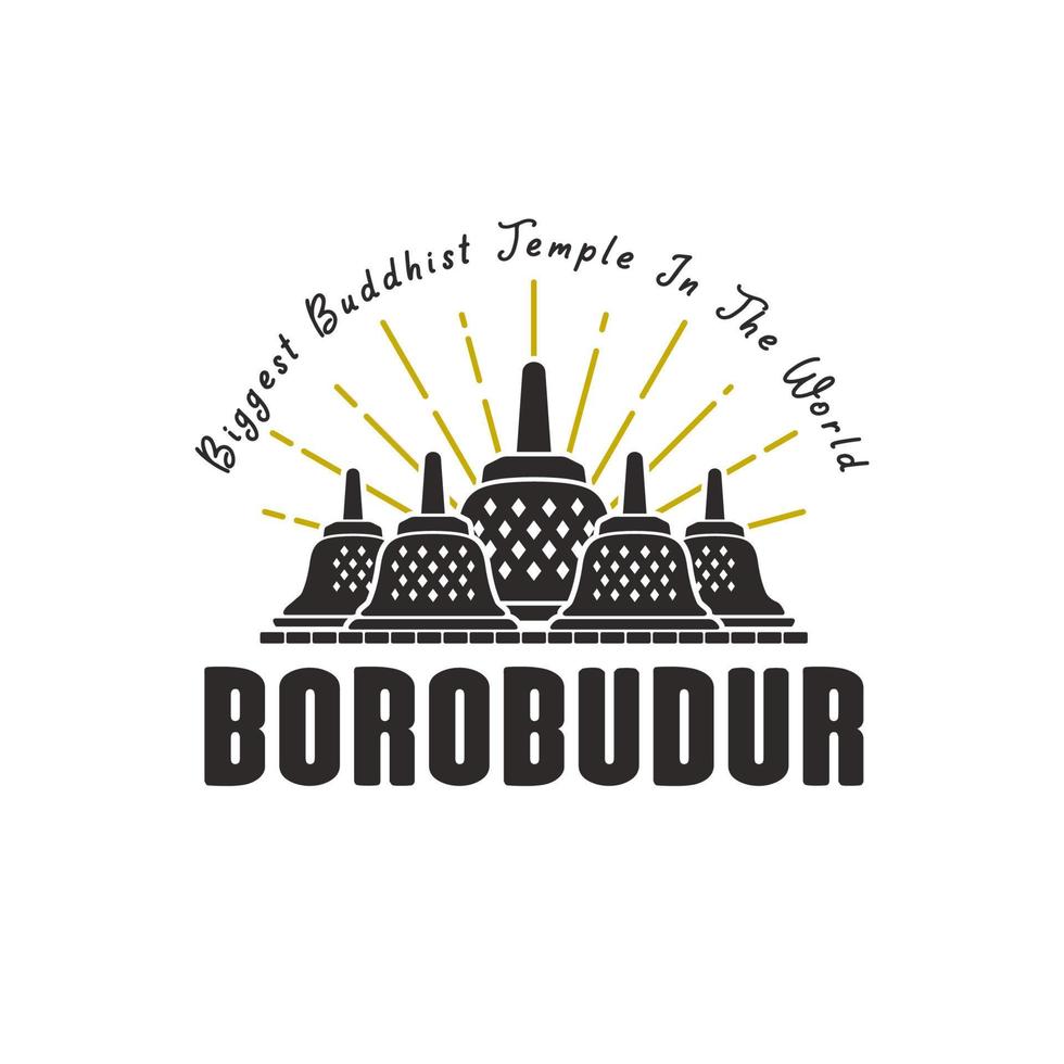 enkel borobudur tempel logotyp vektor design