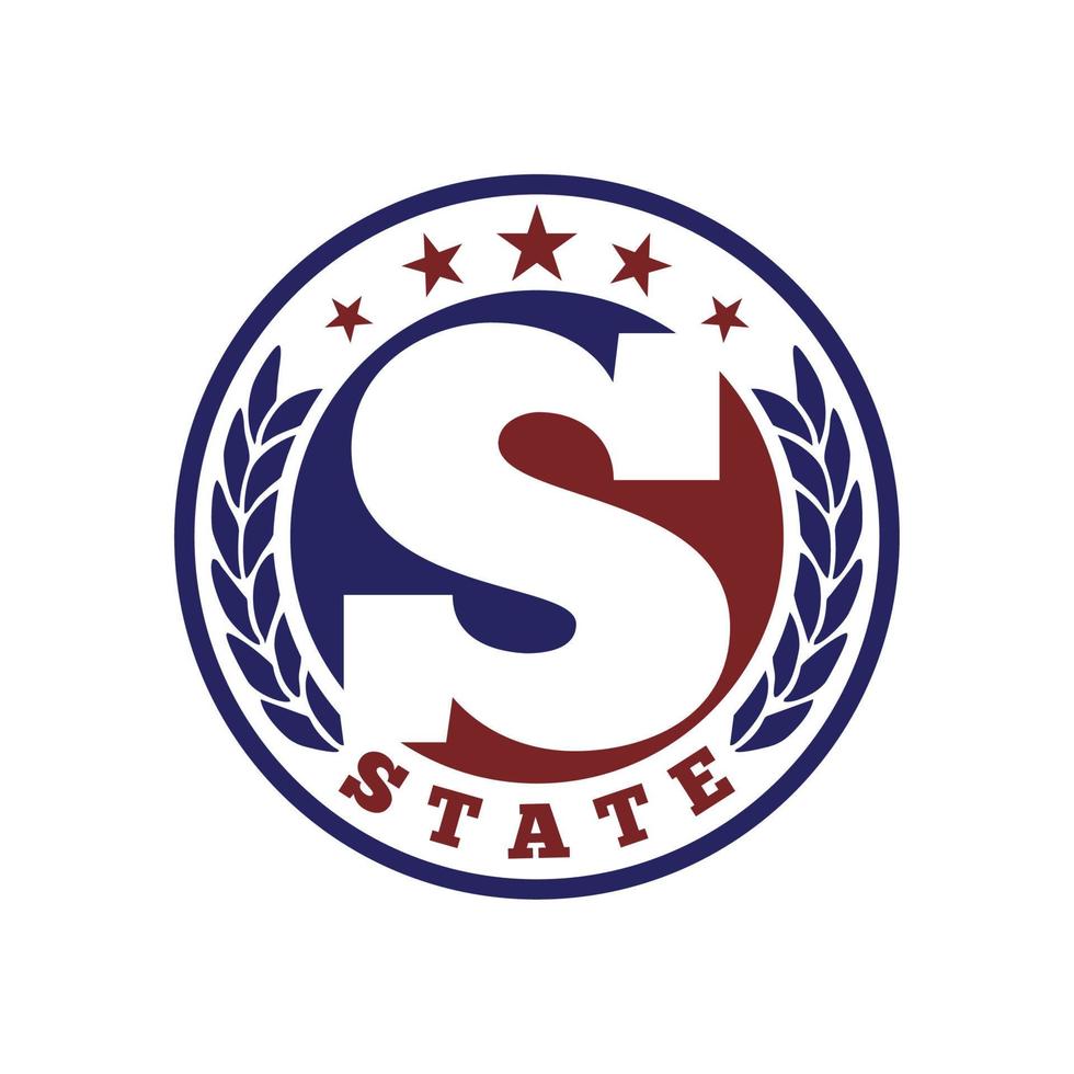 initialbokstav s statliga medaljmynt med lagerkrans för team college universitetsskola emblem märke logotypdesign vektor