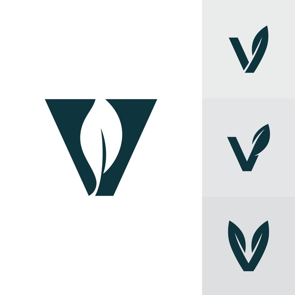 v Logo-Design und Vorlage. kreative V-Blatt-Icon-Initialen basierend auf Buchstaben im Vektor. vektor