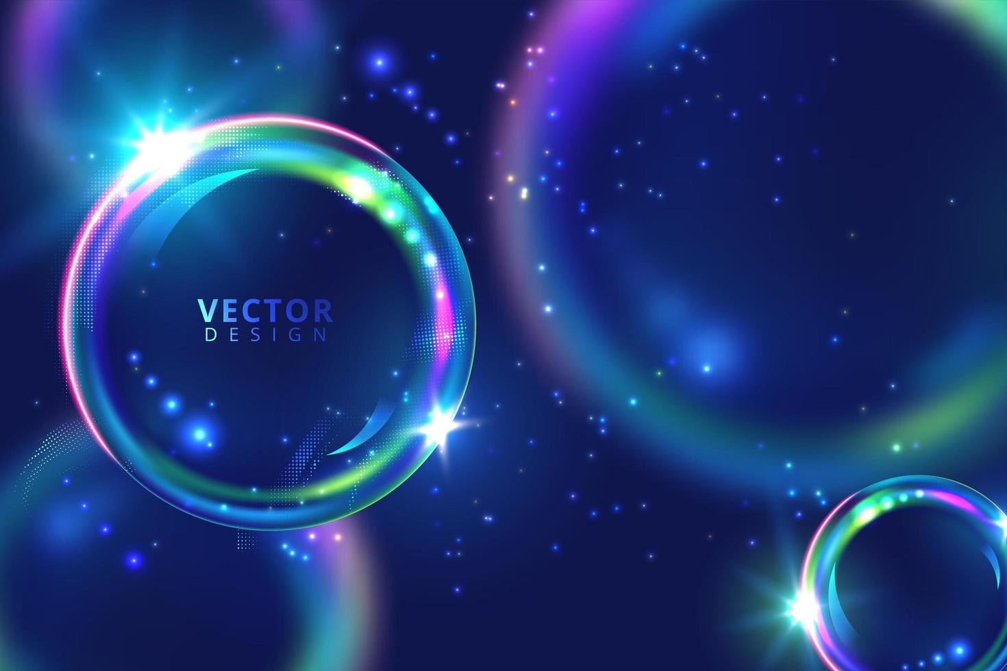 levande neonblå lila flytande bubblor vektor