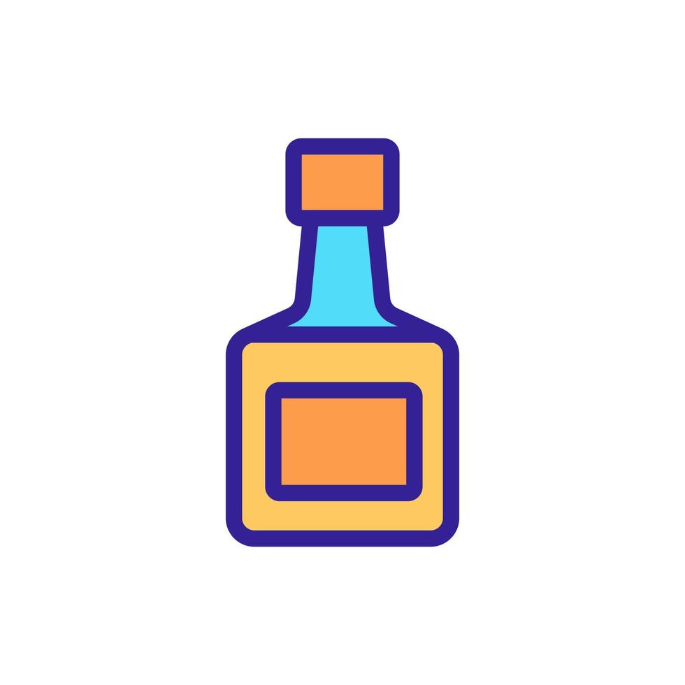 Quadratische Flasche mit Etikett-Symbol-Vektor-Umriss-Illustration vektor
