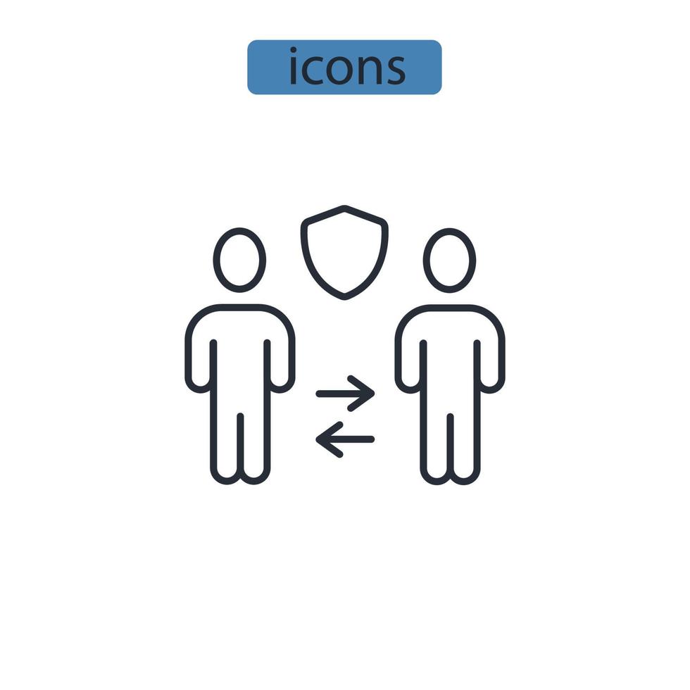 Symbole für soziale Distanzierung symbolisieren Vektorelemente für das Infografik-Web vektor