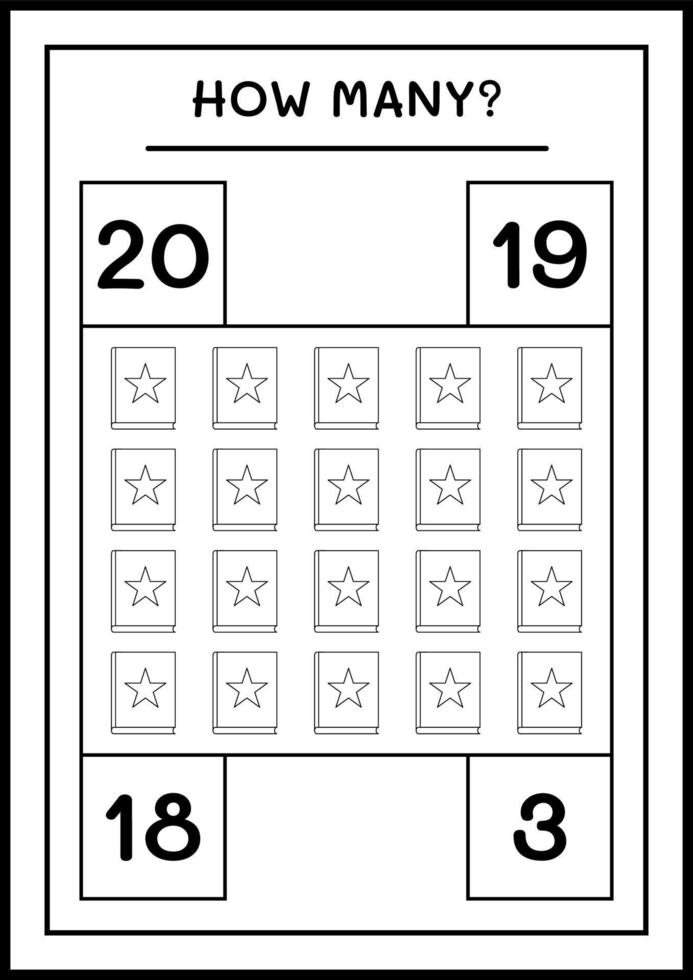 hur många bok, spel för barn. vektor illustration, utskrivbart kalkylblad