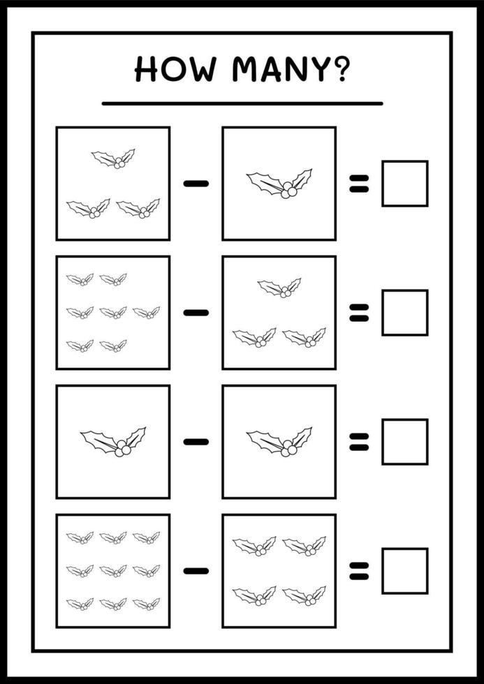 hur många järnek, spel för barn. vektor illustration, utskrivbart kalkylblad