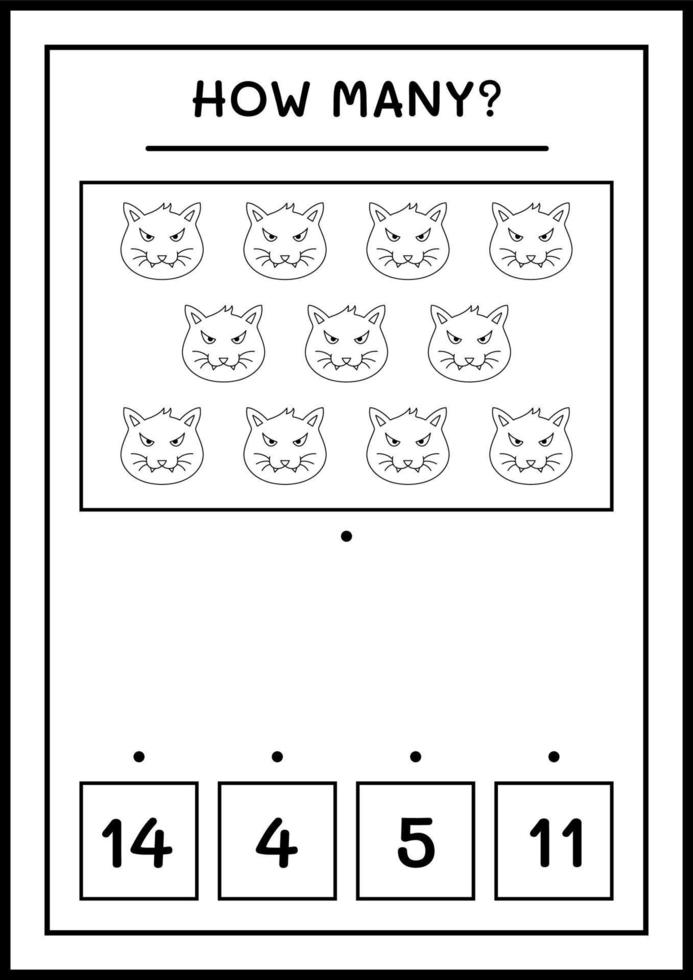 wie viele katze, spiel für kinder. Vektorillustration, druckbares Arbeitsblatt vektor