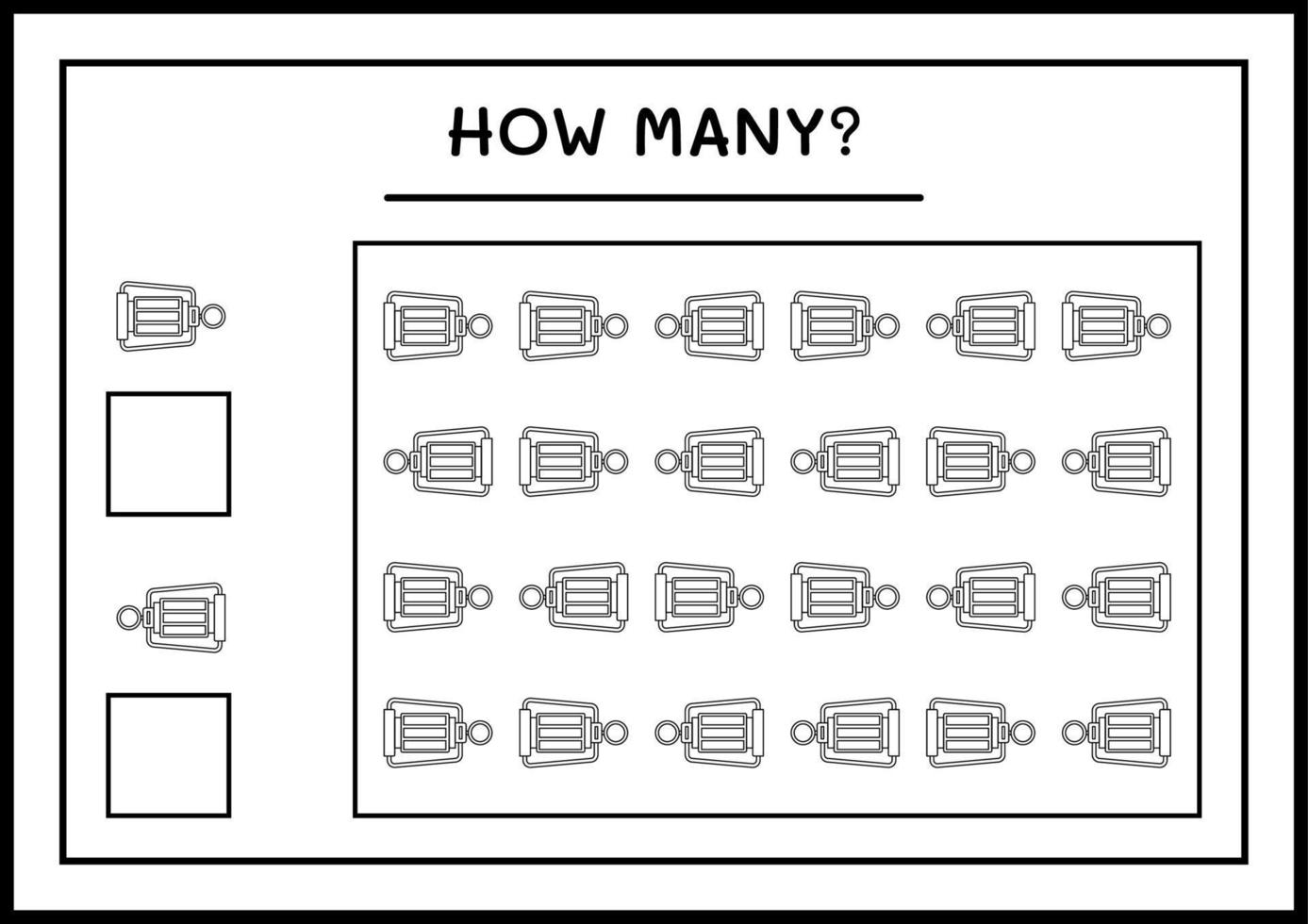 wie viele weihnachtslaternen, spiel für kinder. Vektorillustration, druckbares Arbeitsblatt vektor