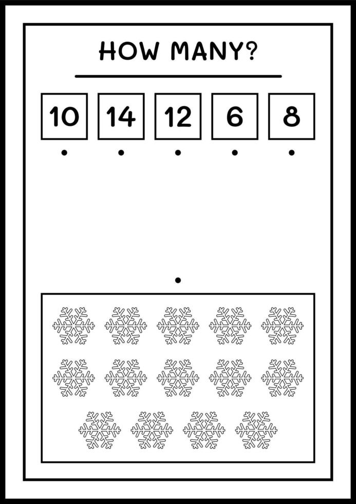 hur många snöflinga, spel för barn. vektor illustration, utskrivbart kalkylblad