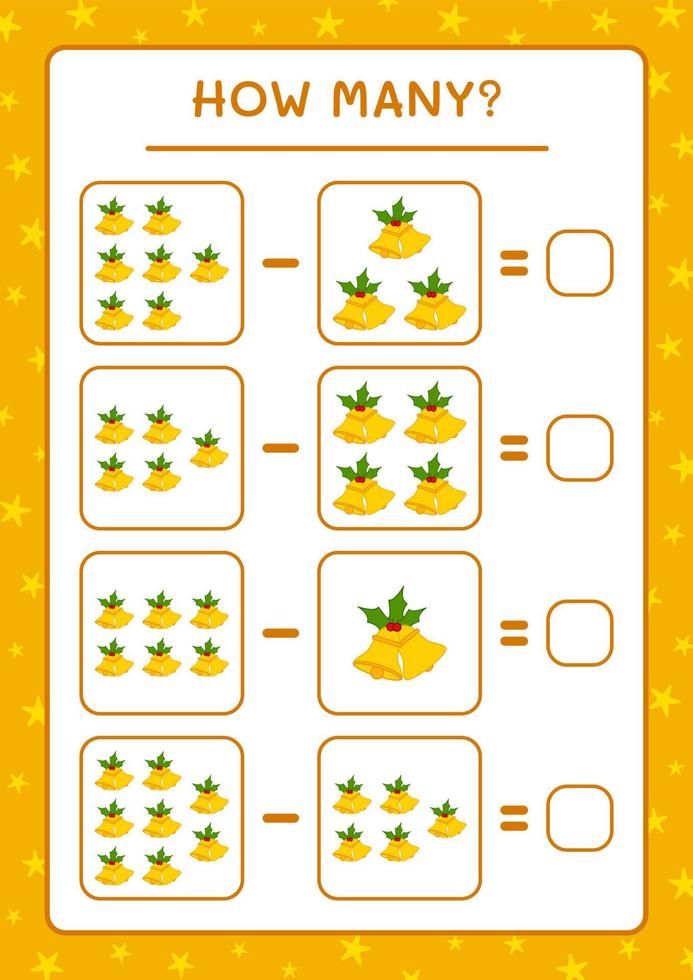 hur många julklocka, spel för barn. vektor illustration, utskrivbart kalkylblad