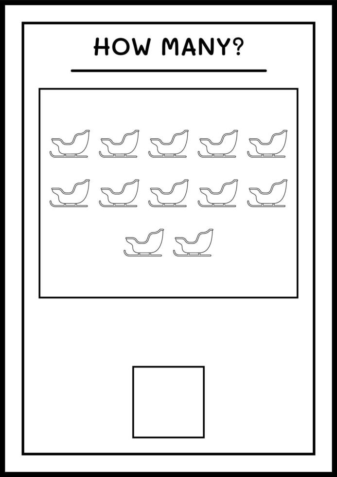 hur många jultomten släde, spel för barn. vektor illustration, utskrivbart kalkylblad