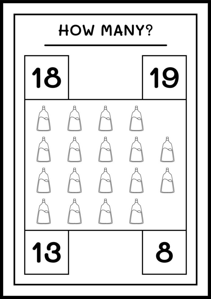 wie viele Trankflasche, Spiel für Kinder. Vektorillustration, druckbares Arbeitsblatt vektor