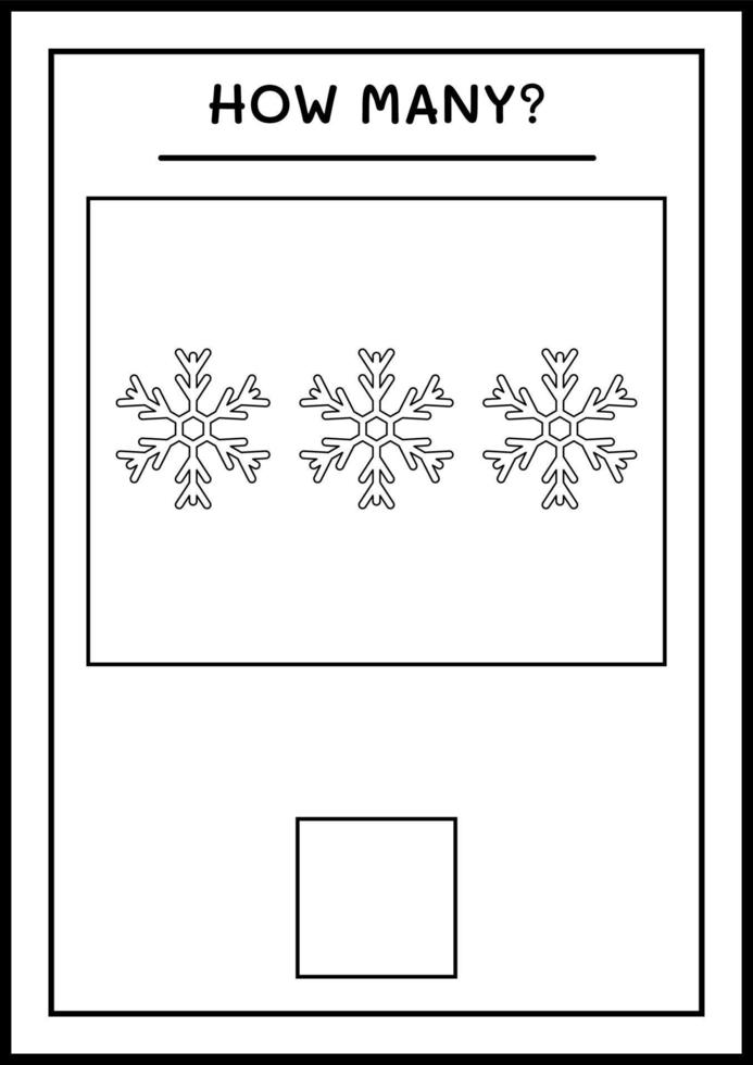 wie viele Schneeflocken, Spiel für Kinder. Vektorillustration, druckbares Arbeitsblatt vektor