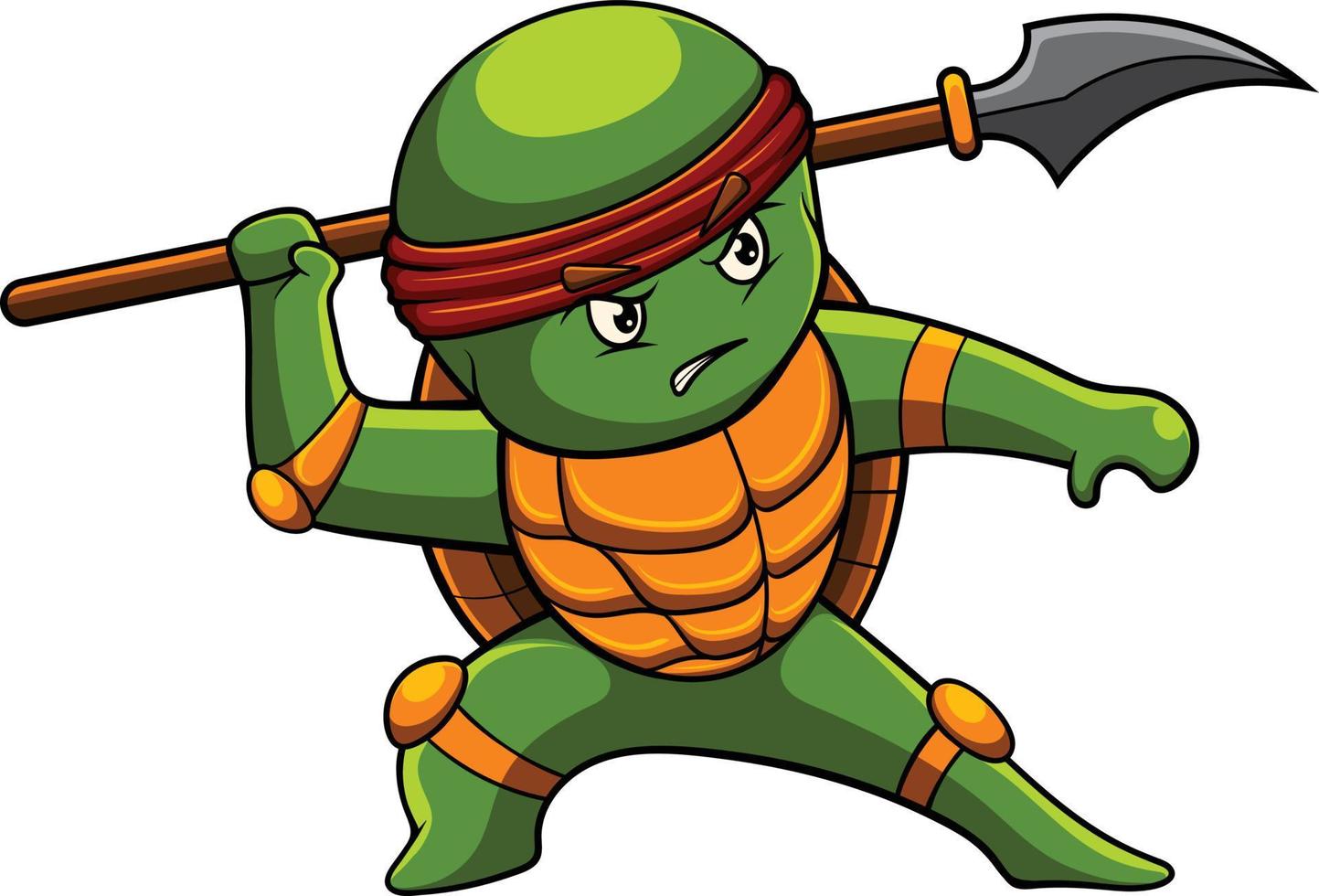 schildkrötenmaskottchenillustration mit ninja-pose vektor