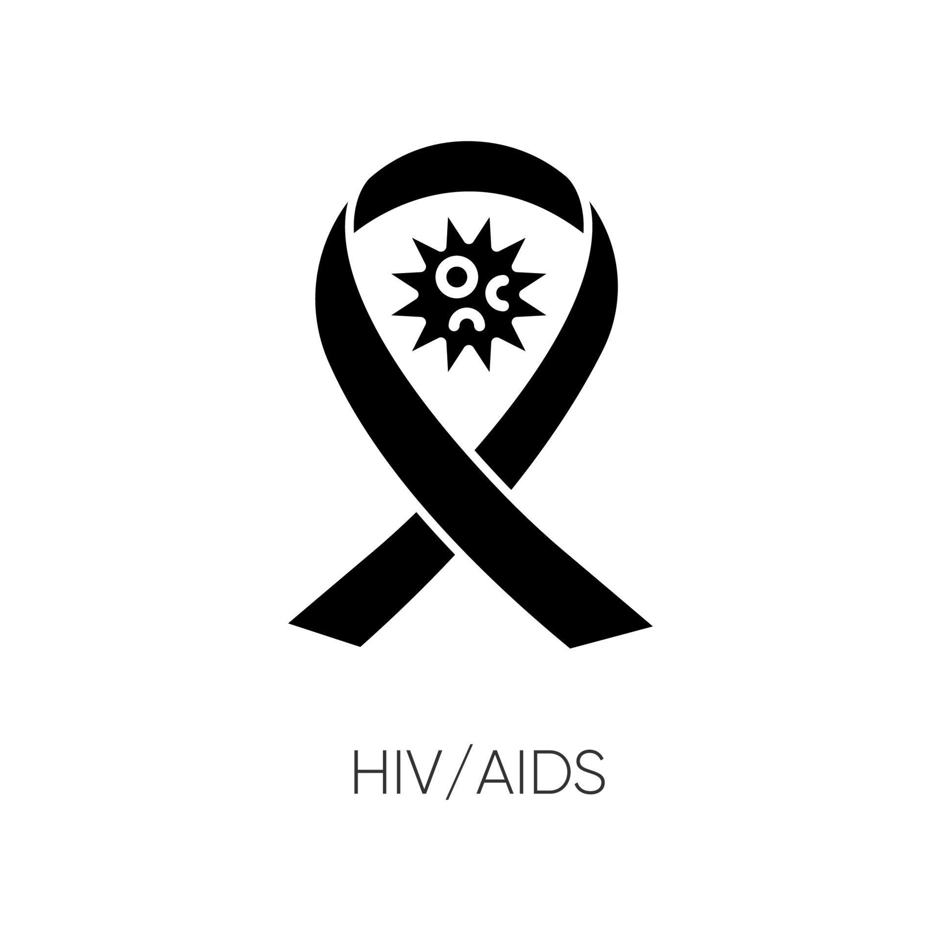 HIV, unterstützt das schwarze Glyphensymbol vektor