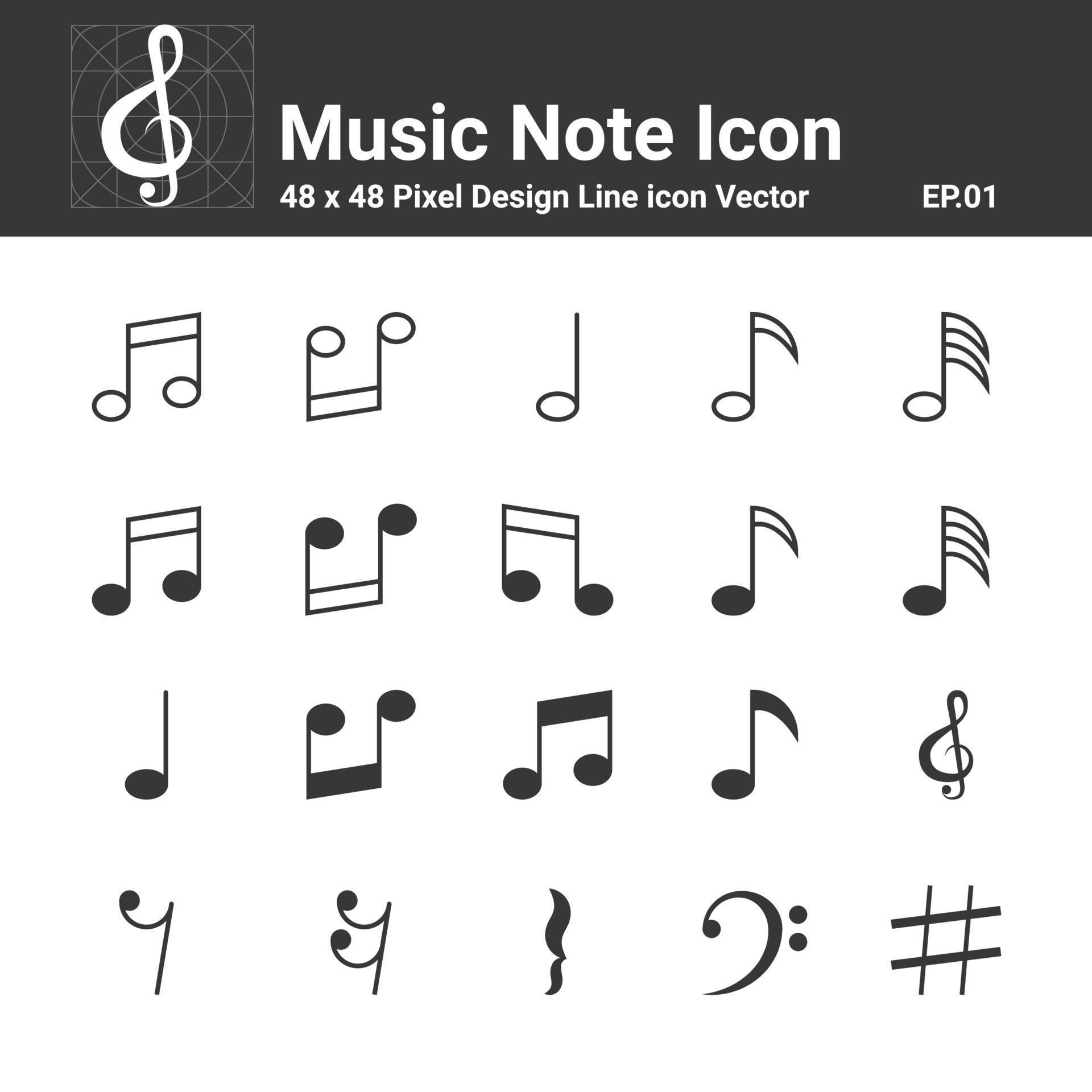 Musiknotenikonenvektor, Symbol perfektes Design einfaches Set für die Verwendung in Website-Infografiken Logo-Bericht, Vektorillustration vektor