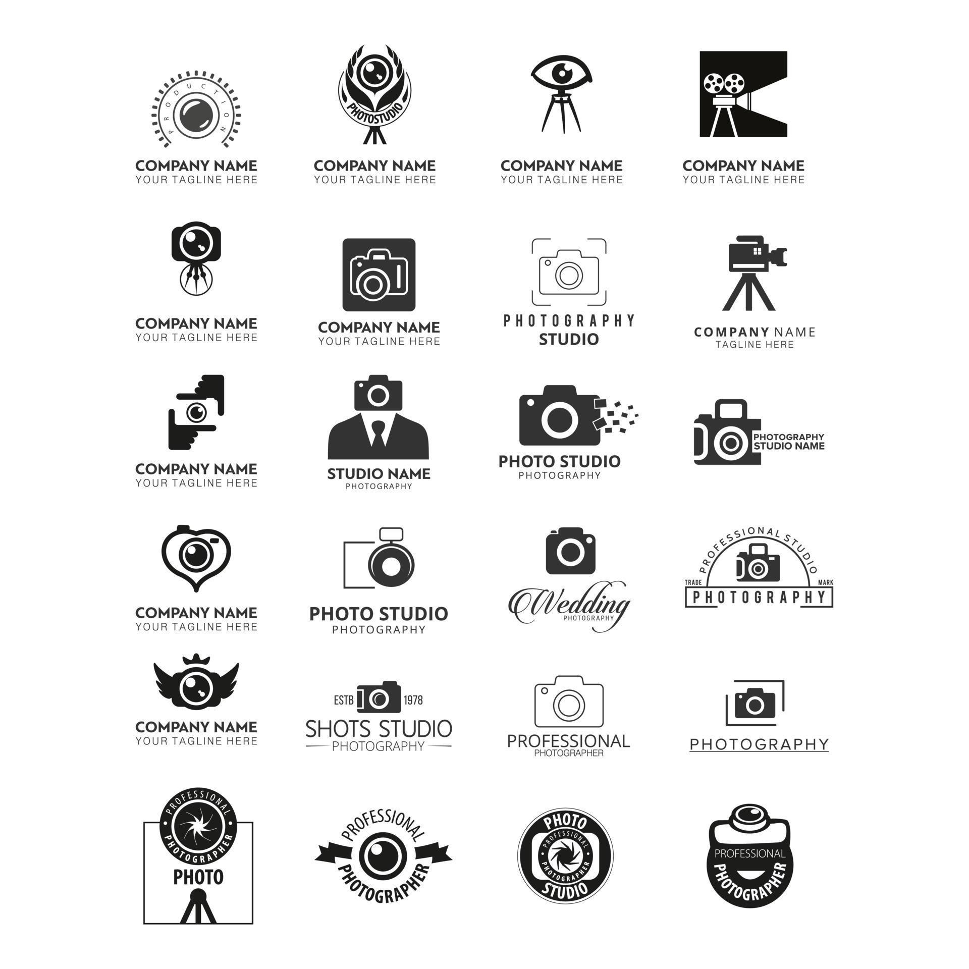 uppsättning av kamera logotyp design vektor