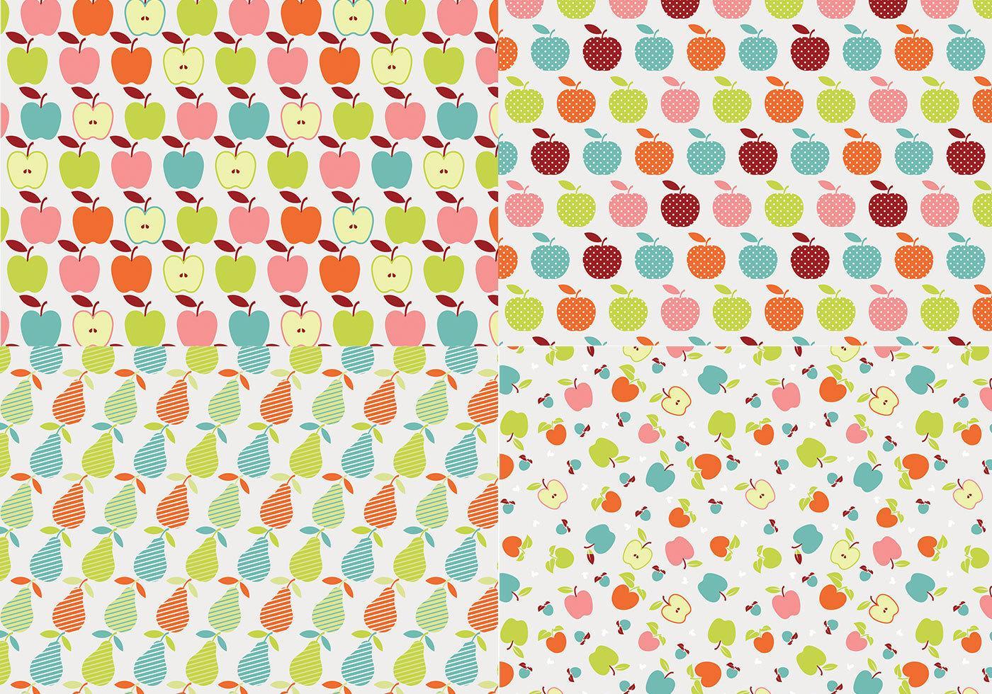 retro äpple vektor mönster pack
