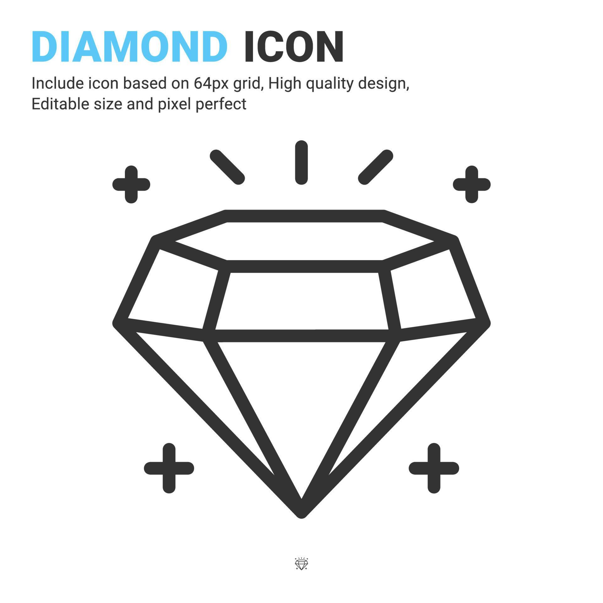 diamant ikon vektor med dispositionsstil isolerad på vit bakgrund. vektor illustration smycken tecken symbol ikon koncept för digitala affärer, finans, industri, företag, appar och projekt