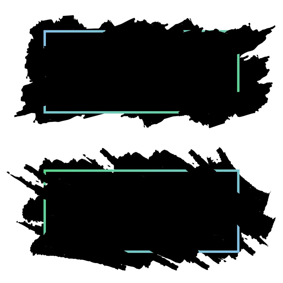 Två svarta banderoller, rubriker av bläckborstslag, vektoruppsättning vektor