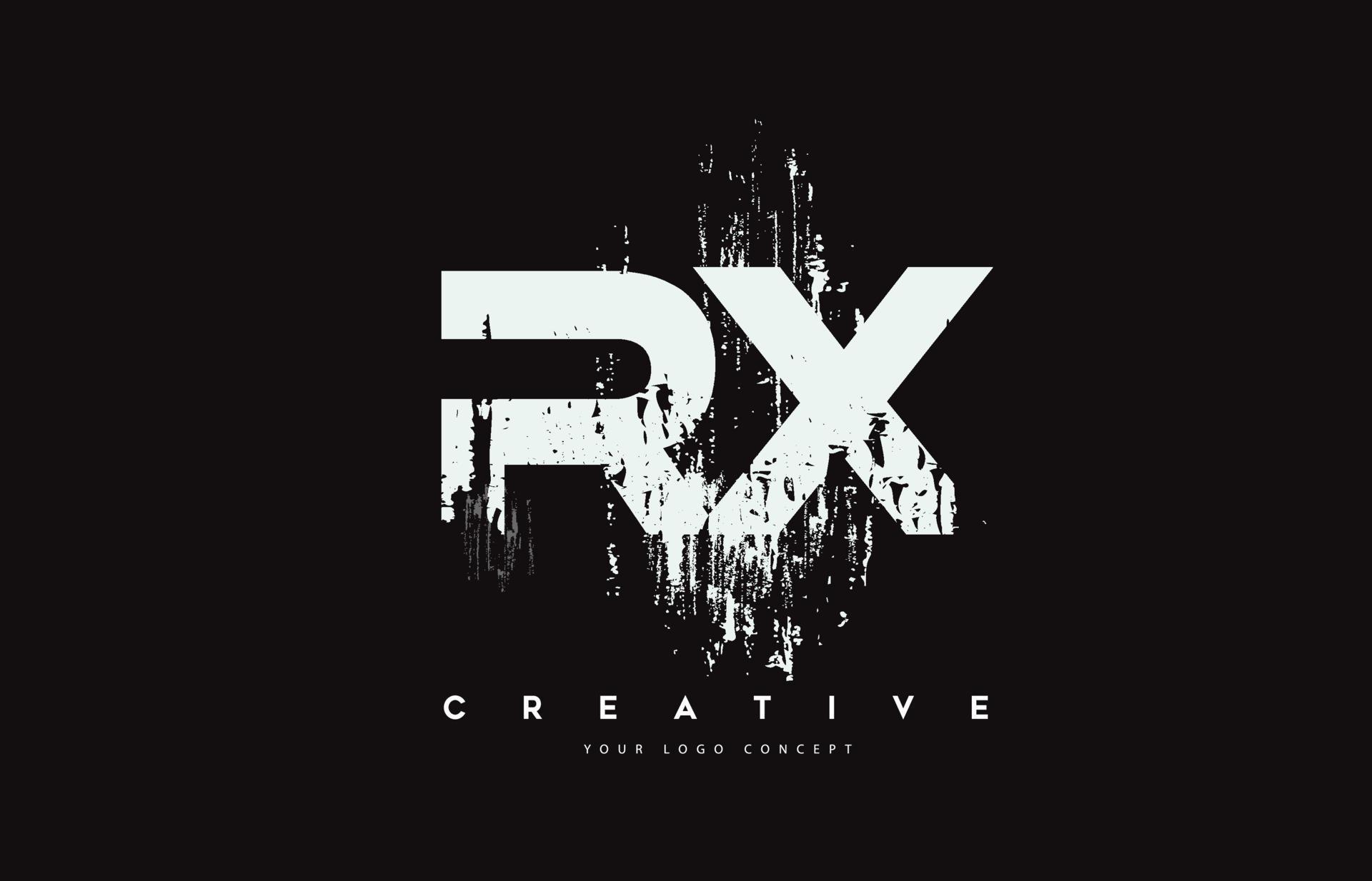 rx rx-Grunge-Pinsel-Buchstaben-Logo-Design in weißer Farbvektorillustration. vektor