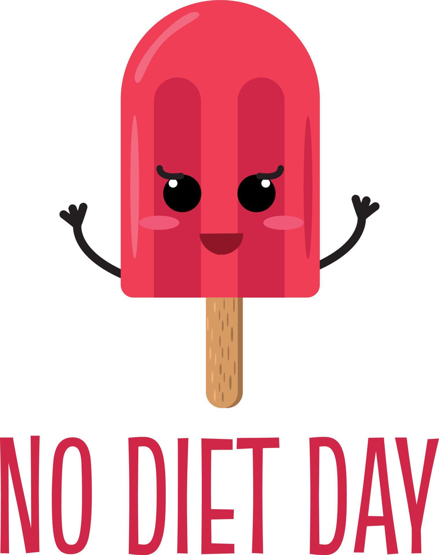 ingen diet dag och glass affisch, banderoll, kort, klistermärke för semestern den 6 maj. vektorillustration. mat vektor
