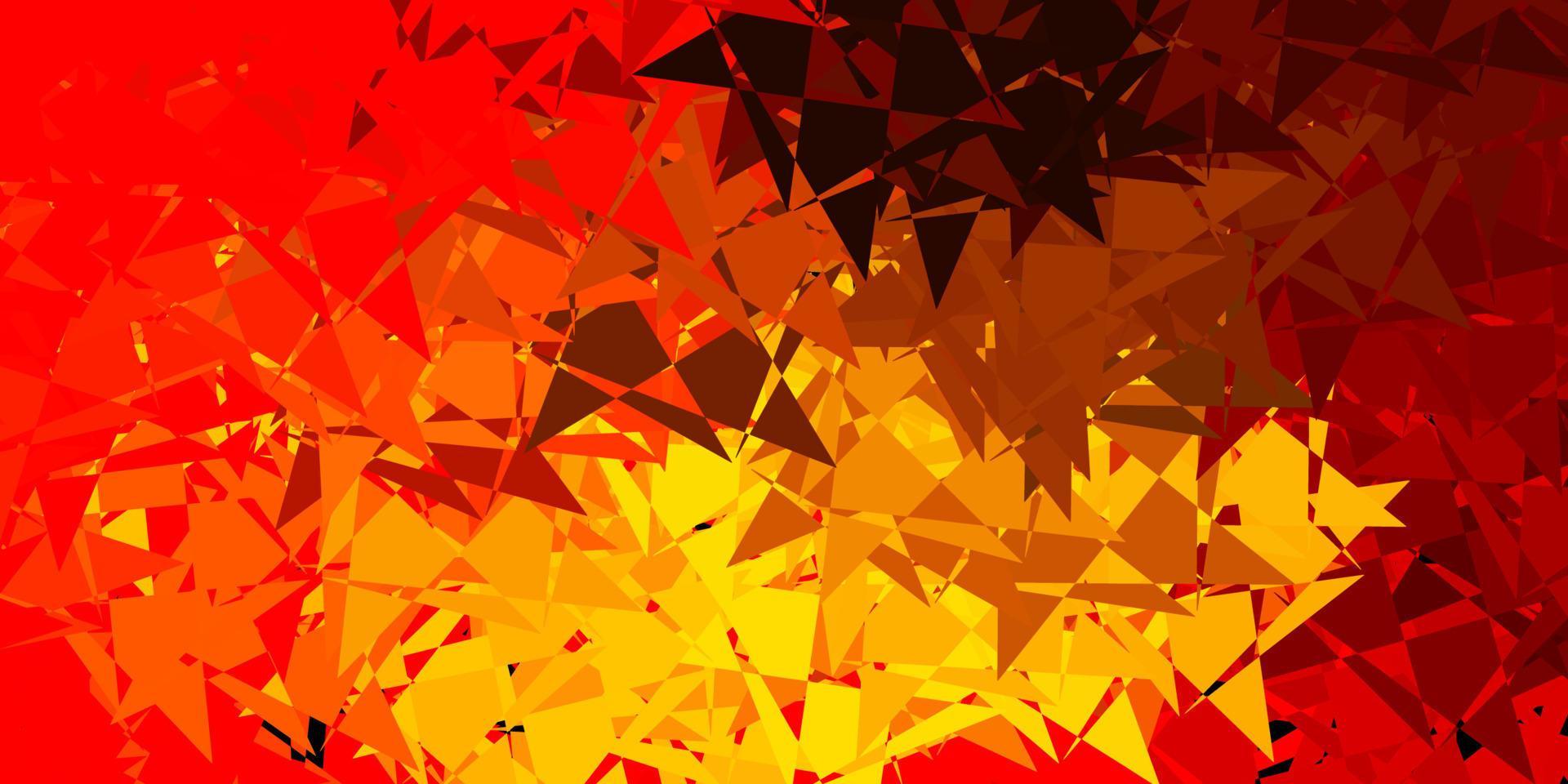 ljusröd, gul vektorbakgrund med trianglar, linjer. vektor