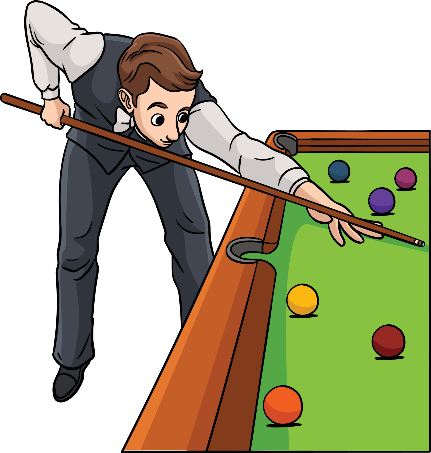 snooker tecknad serie färgad ClipArt illustration 12626263 Vektorkonst på Vecteezy