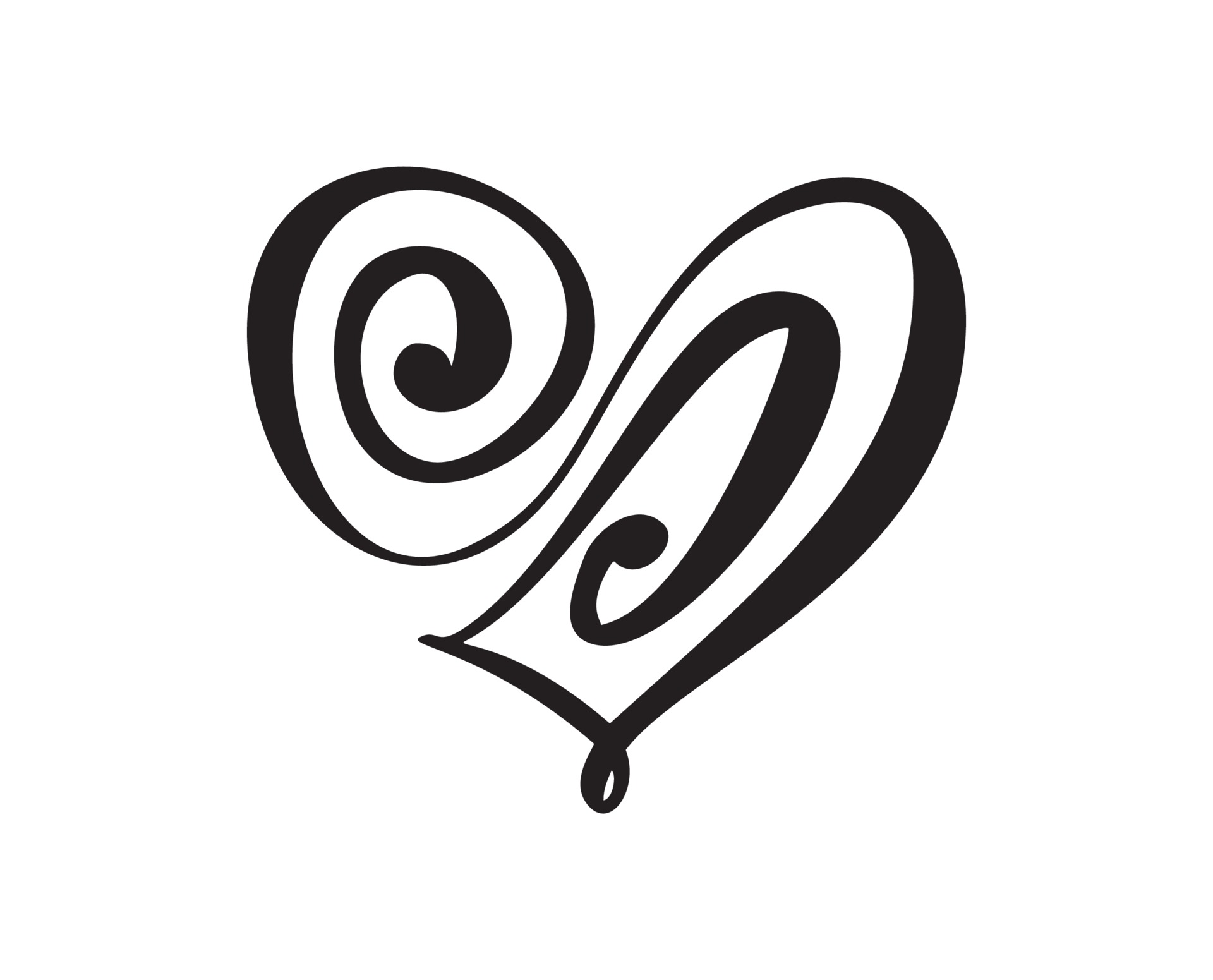 Kalligraphie vektor herz und zeichen für immer valentinstag unendlichkeit  liebe romantisches symbol logo verknüpft