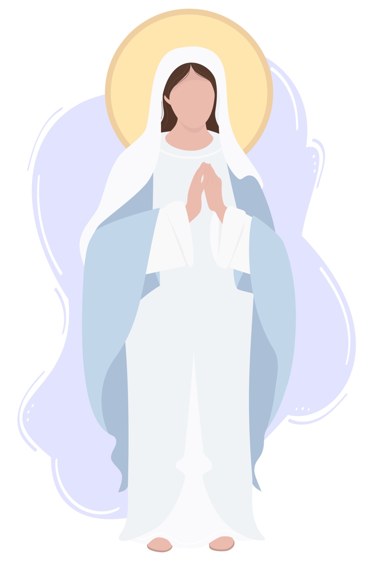 Heilige Maria Mutter Gottes oder Mutter Gottes. Jungfrau Maria in einer  blauen Maforia betet sanftmütig. Vektorillustration für christliche und  katholische Gemeinschaften, Design, Dekoration von religiösen Feiertagen  und Geschichte 2130593 Vektor Kunst bei