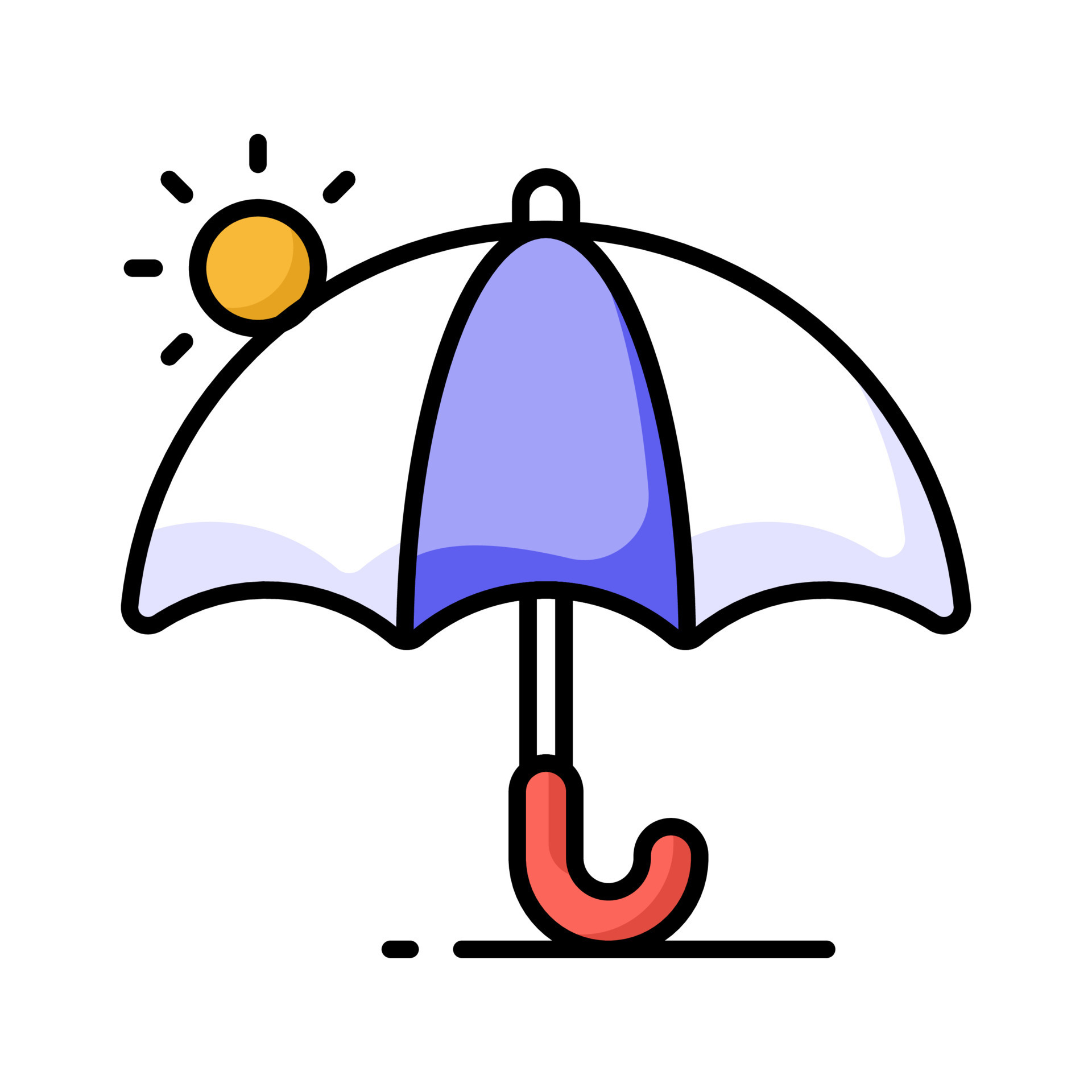 ein Regenschirm Symbol repräsentiert Schutz von Regen oder Sonne, modern  Vektor von Sonnenschirm 23129662 Vektor Kunst bei Vecteezy