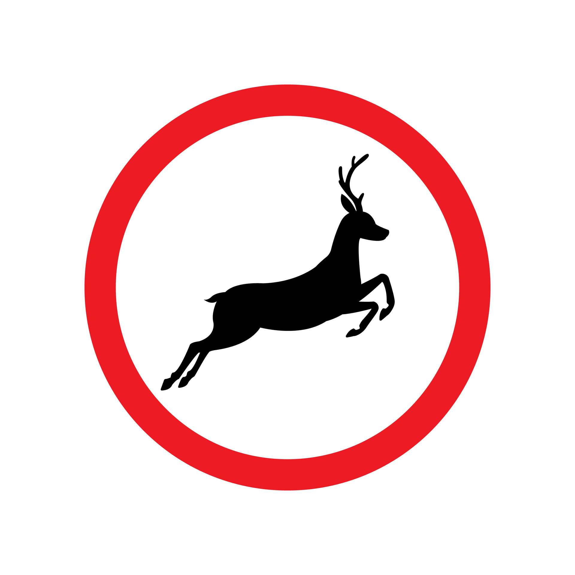 Vektor Warnung Straße Zeichen mit Hirsch im rot Kreis 26129039