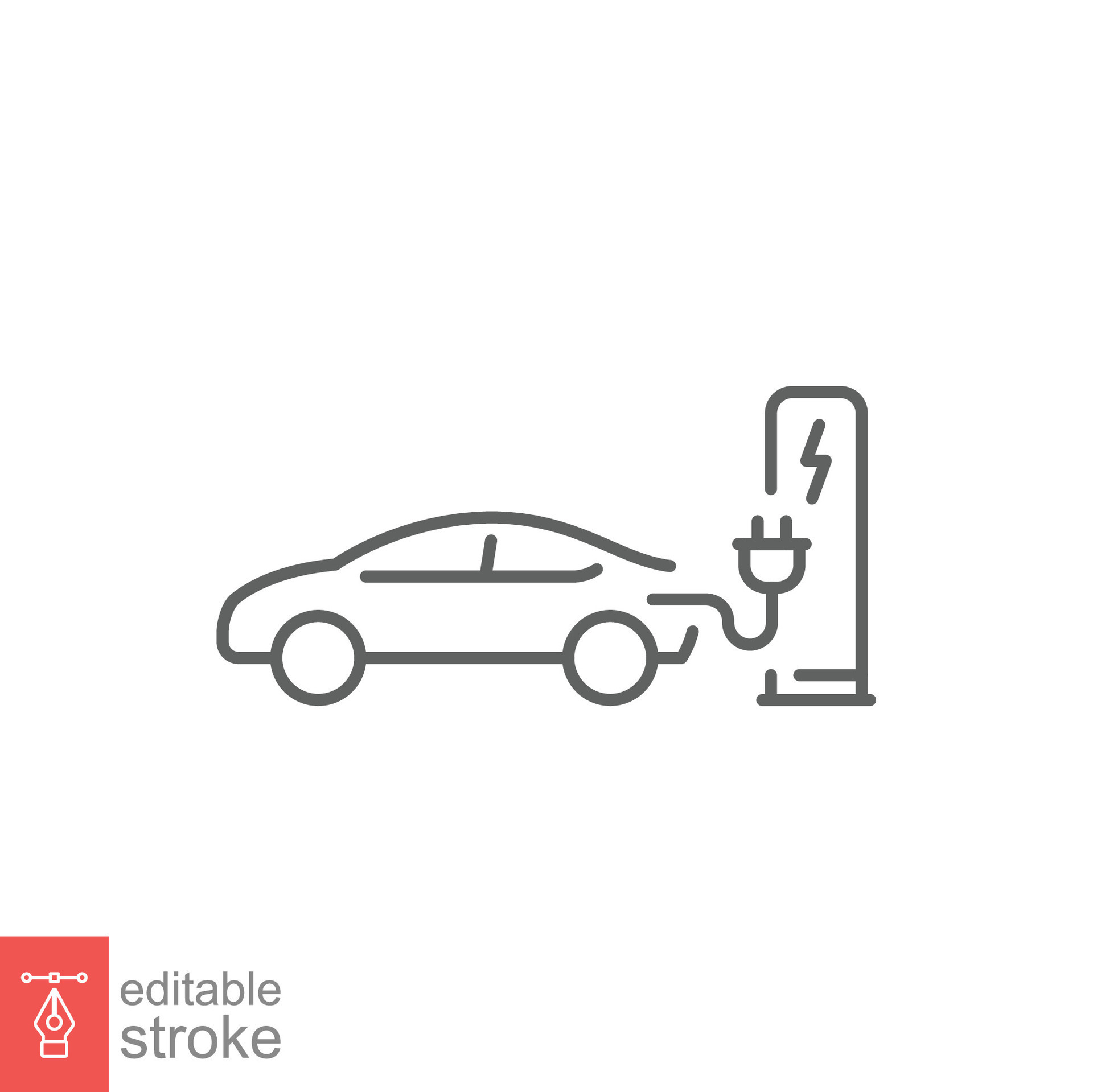 elektrisch Auto Pumpe Linie Symbol. Gliederung Stil. Aufladung, Grün  Energie, hybrid, Stecker, Ladegerät, Batterie, Blitz markieren, Auto  Konzept. Vektor Illustration isoliert auf Weiß Hintergrund editierbar  Schlaganfall eps 10 26610892 Vektor Kunst