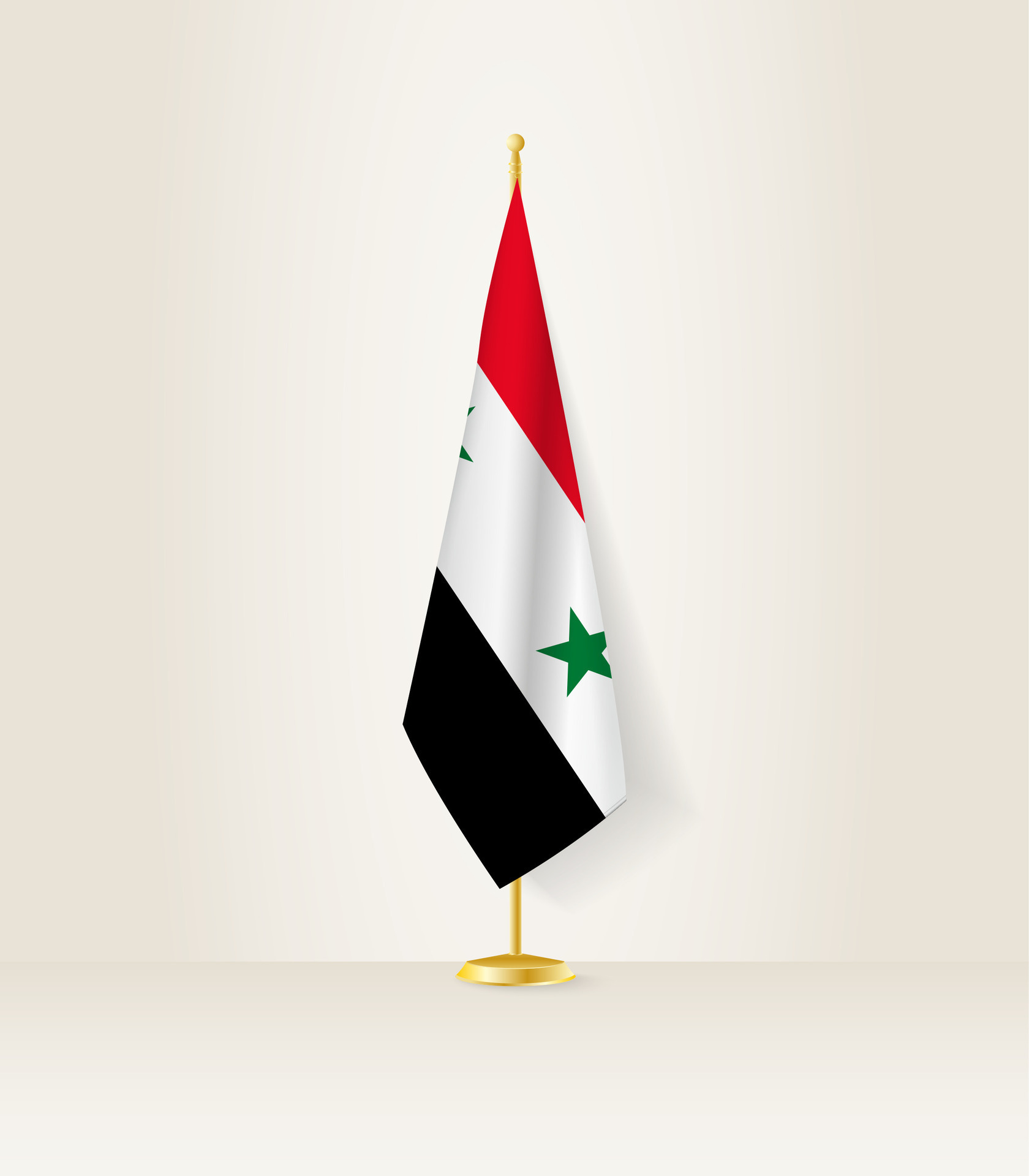 Syrien Flagge auf ein Flagge Stand. 27288354 Vektor Kunst bei Vecteezy