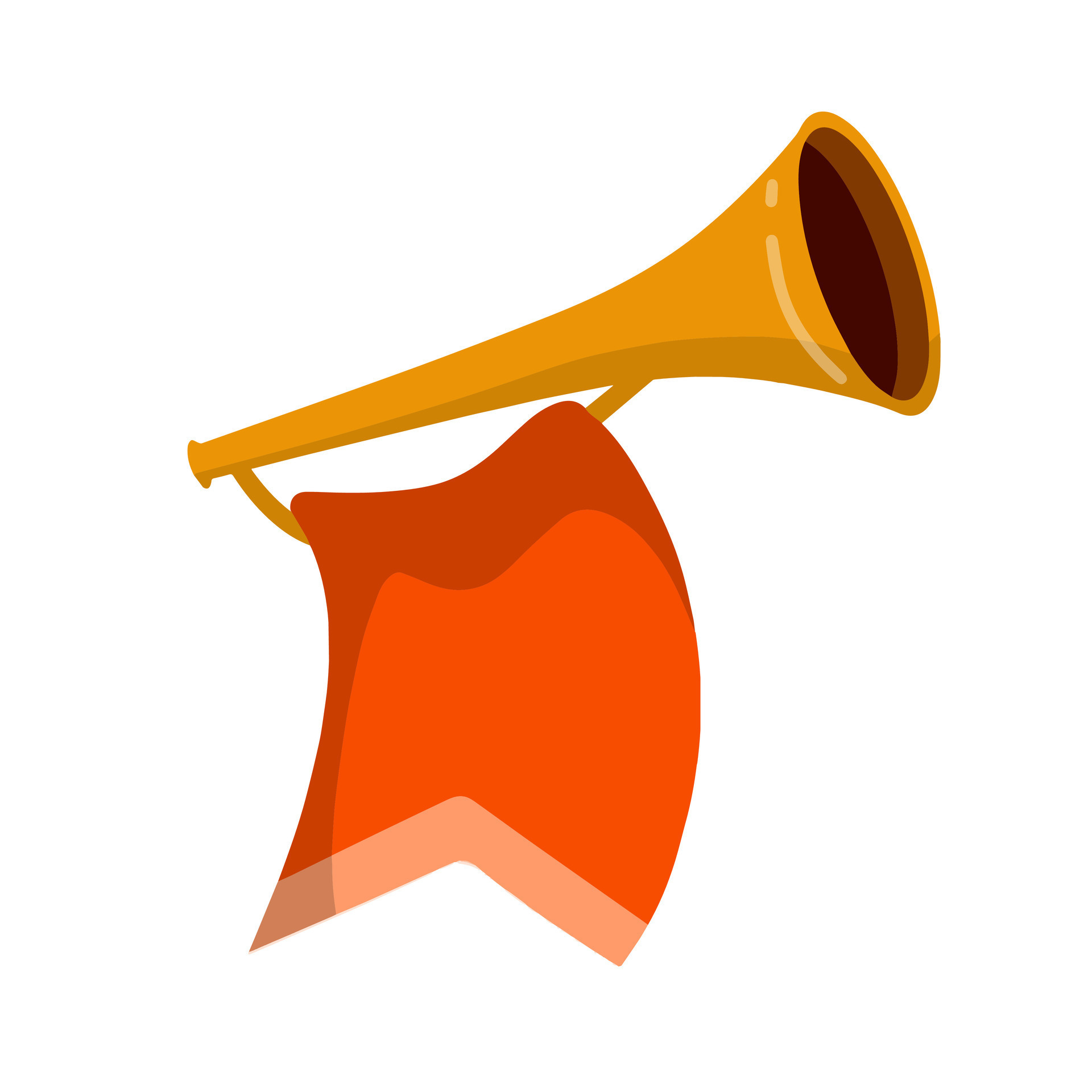 Trompete. Musical Instrument. golden Horn mit Flagge. Klang und Melodie.  eben Karikatur Illustration. feierlich Fall. Element von Feier und  Auszeichnungen 29774195 Vektor Kunst bei Vecteezy